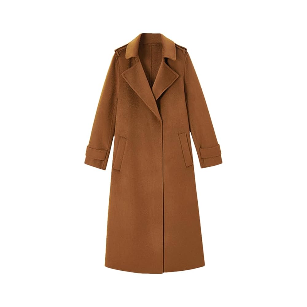 Amazon.com: Winter Long Wool Coat Women Khaki Water Ripple